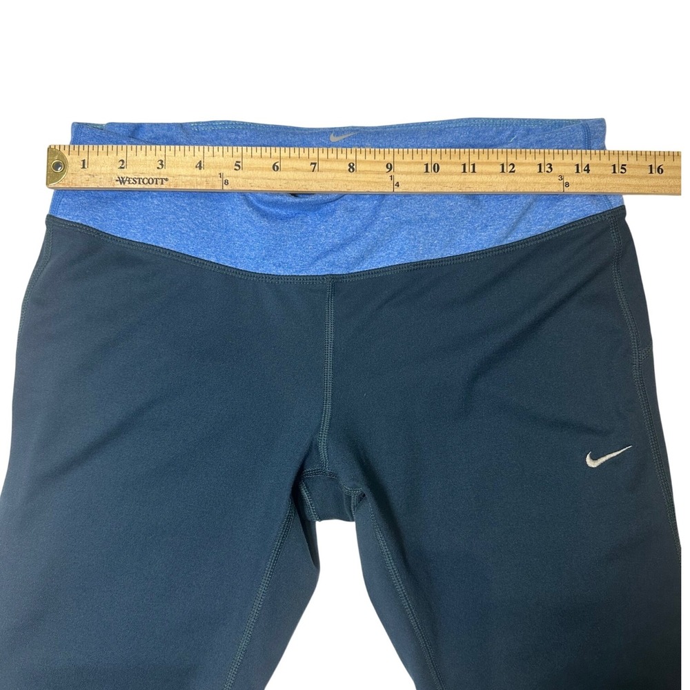 Nike Dri-FIT Running Leggings Women Large Blue Excellent Crop Zipper Pocket - Picture 10 of 14